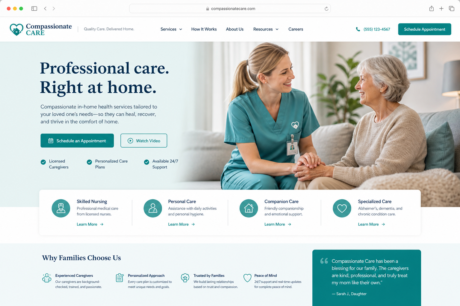 Home Health Care Website project showcase